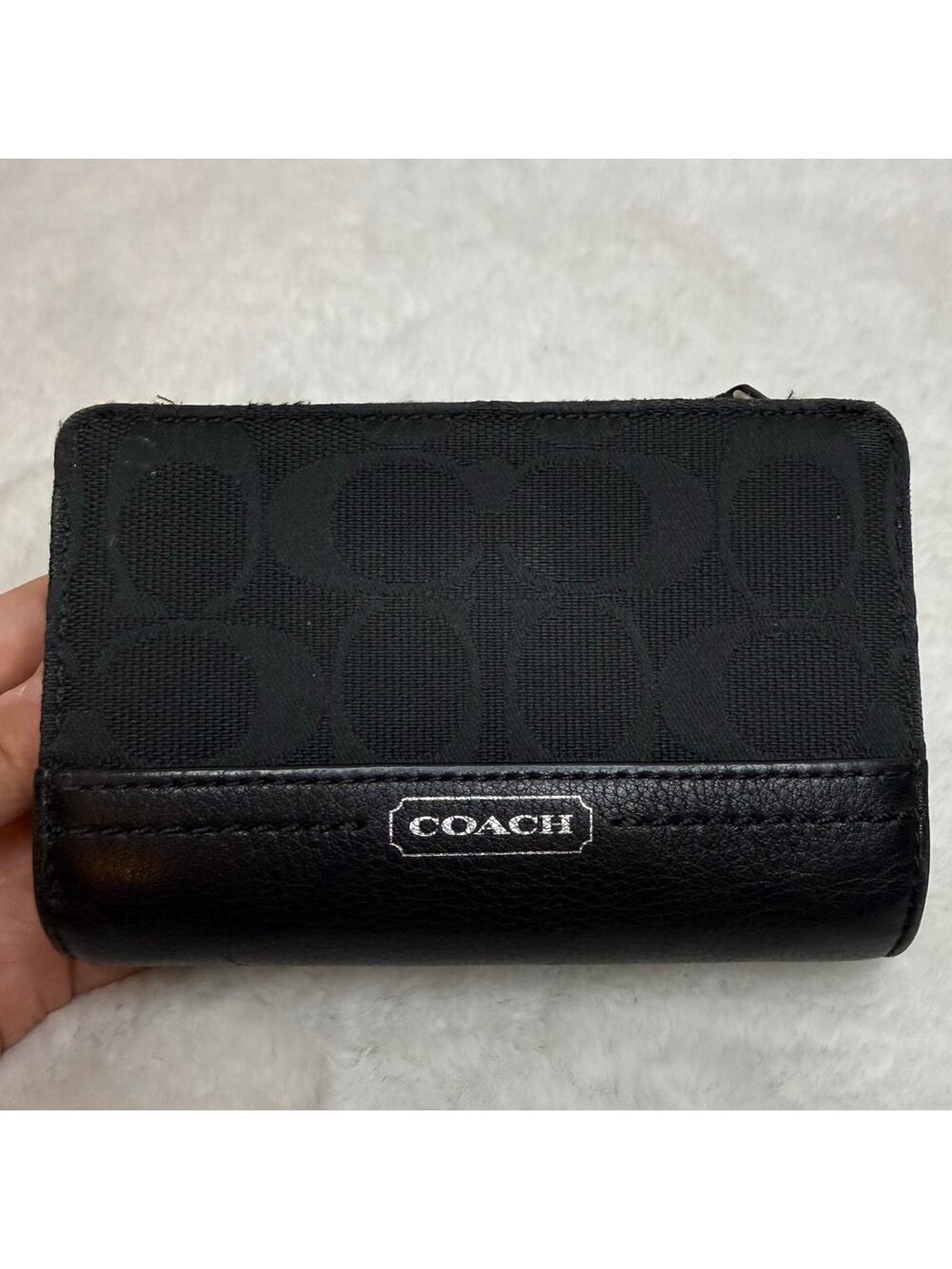 COACH Black Signature Canvas Wallet